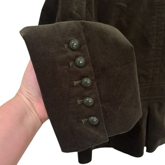 Talbots Dark Green Faux Velour Chunky Button Elevated Blazer Career Holiday 14 - Picture 6 of 10